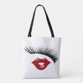Artsy Feminine Chic Eyelashes & Lips Designer Tote Bag (Achterkant)