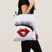 Artsy Feminine Chic Eyelashes & Lips Designer Tote Bag (Dichtbij)