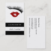 Artsy Feminine Chic Eyelashes & Red Lips Designer Visitekaartje (Voorkant / Achterkant)
