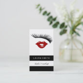 Artsy Feminine Chic Eyelashes & Red Lips Designer Visitekaartje (Staand voorkant)