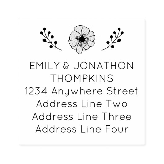 Artsy Floral Leaf Retournaam Adres Bruiloft Rubberstempel (Afrduk)