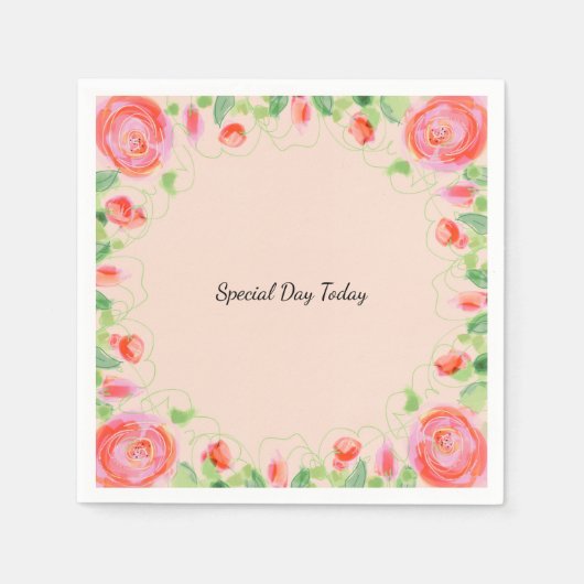 Artsy Floral op roze Servet (Voorkant)