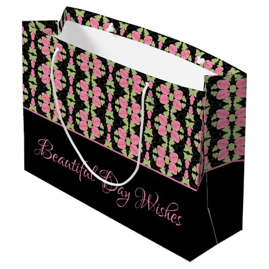 Artsy Floral Patterned Designer Groot Cadeauzakje (Achterkant Gekanteld)