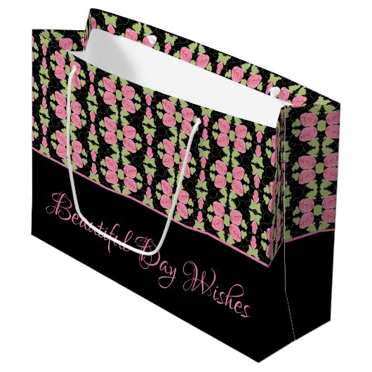 Artsy Floral Patterned Designer Groot Cadeauzakje (Voorkant Gekanteld)