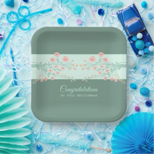 Artsy Floral Square Stijlvol Papieren Bordje (Feest)