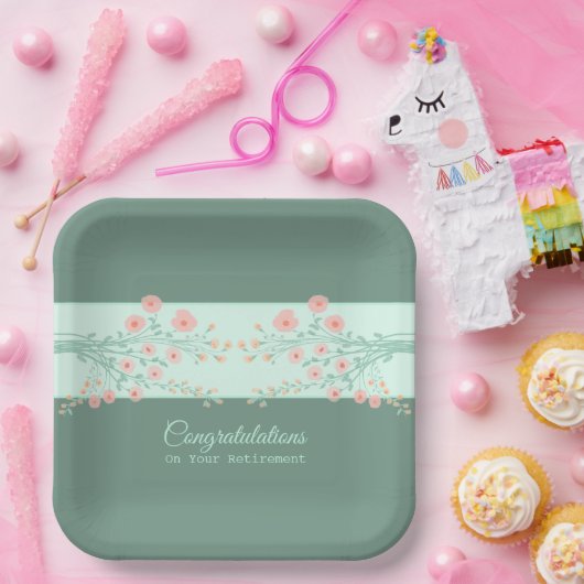 Artsy Floral Square Stijlvol Papieren Bordje (Feest)