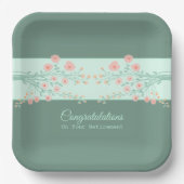 Artsy Floral Square Stijlvol Papieren Bordje (Voorkant)