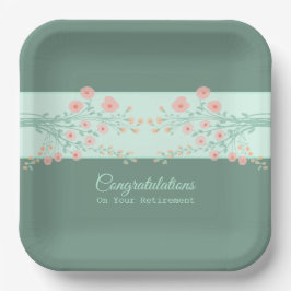 Artsy Floral Square Stijlvol Papieren Bordje