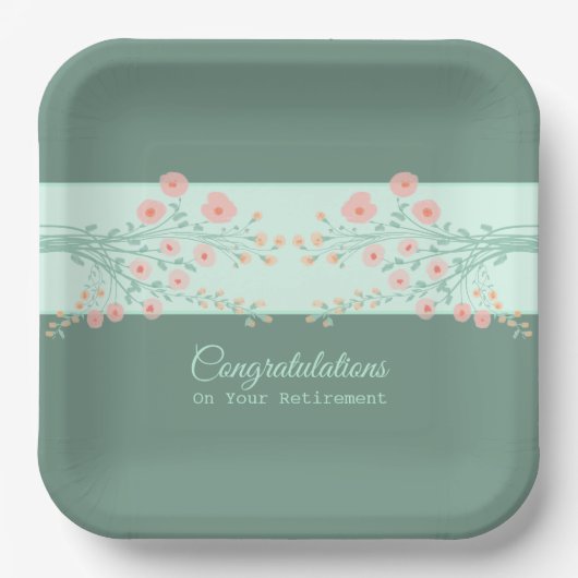 Artsy Floral Square Stijlvol Papieren Bordje (Voorkant)