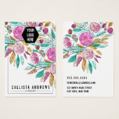 Artsy Floral Waterverf Sleutelhanger Logo Display  Visitekaartje (Voorkant /achterkant)