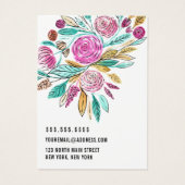 Artsy Floral Waterverf Sleutelhanger Logo Display  Visitekaartje (Achterkant)