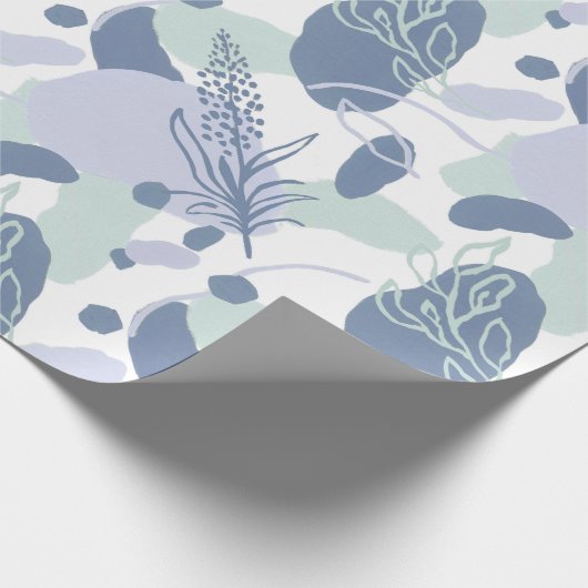 Artsy Flower Abstract | Lila Periwinkle Sage Munt Cadeaupapier (Hoek)