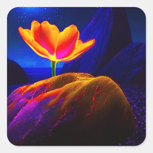 Artsy Flower Vierkante Sticker (Voorkant)