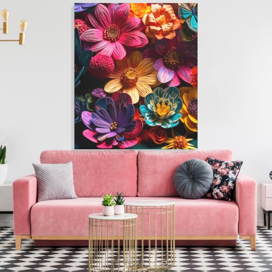 Artsy Flowers Canvas Afdruk (Insitu (Woonkamer))