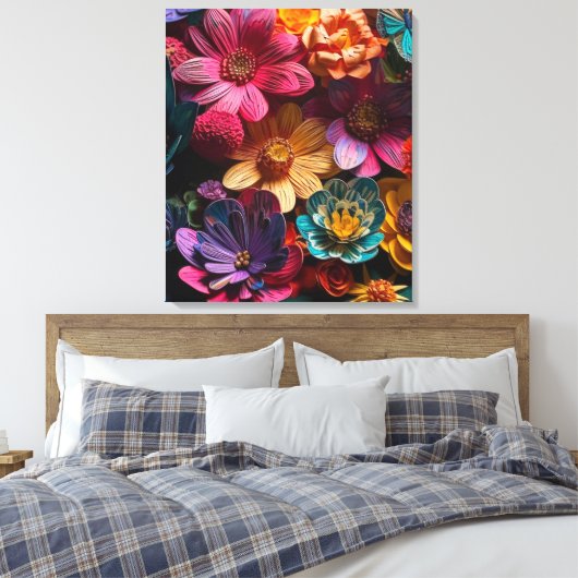 Artsy Flowers Canvas Afdruk (Insitu (Slaapkamer))