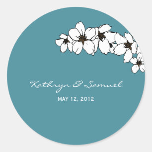 Artsy Flowers Favor Stickers - Blauwgroen