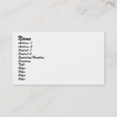 Artsy Frisky hardlooppaarden/paardenbedrijf Visitekaartje (Achterkant)