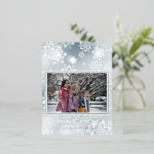 Artsy Frosty Winter Ice Crystals Silver Folie Feestdagen Briefkaart (Staand Voorkant)