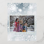 Artsy Frosty Winter Ice Crystals Silver Folie Feestdagen Briefkaart (Voorkant)
