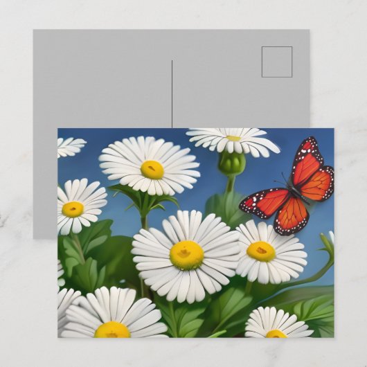 Artsy Fun Daisies en Butterflies Briefkaart (Voorkant / Achterkant)