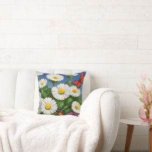 Artsy Fun Daisies en Butterflies Kussen