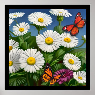 Artsy Fun Daisies en Butterflies Poster