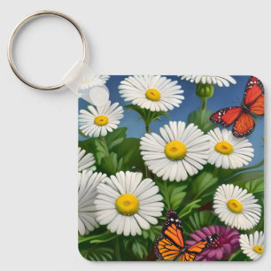 Artsy Fun Daisies en Butterflies Sleutelhanger