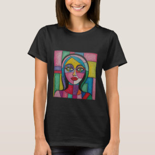Artsy Fun Whimsical Modern Abstract gezicht kleurr T-shirt