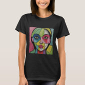 Artsy Fun Whimsical Modern Abstract gezicht kleurr T-shirt (Voorkant)