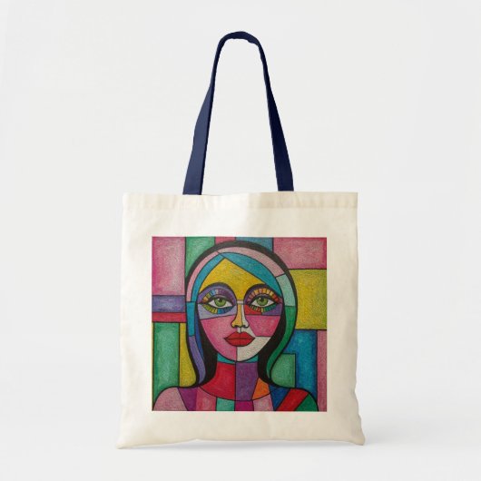 Artsy Fun Whimsical Modern Abstract gezicht kleurr Tote Bag (Voorkant)