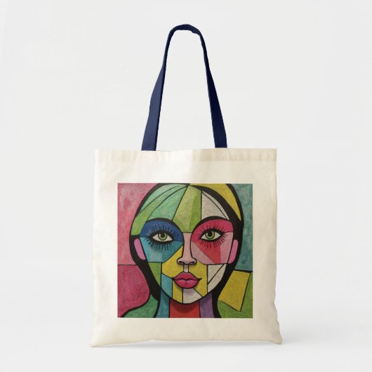 Artsy Fun Whimsical Modern Abstract gezicht kleurr Tote Bag (Voorkant)