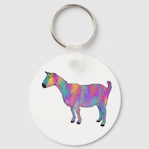 Artsy Funky Goat Colorful Cute Quirky Animal Art Sleutelhanger