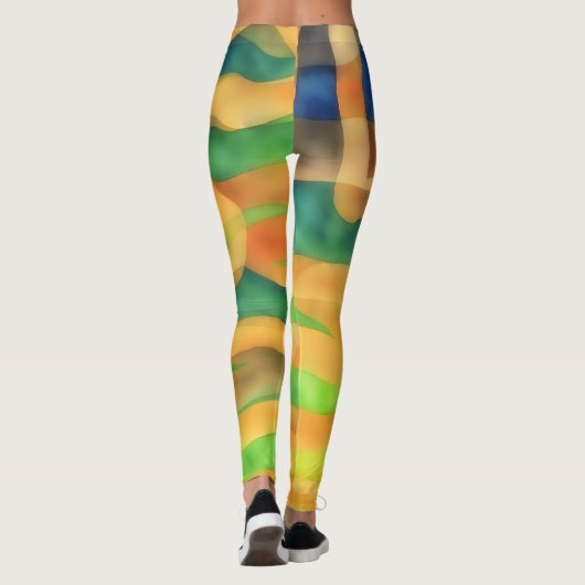 Artsy Geel en Blauw Multi Leggings (Achterkant)