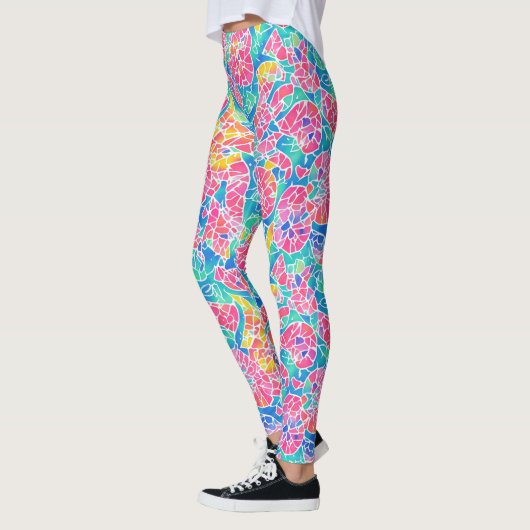 Artsy Geometric Rainbow Waterverf Mosaic Pattern Leggings (Links)