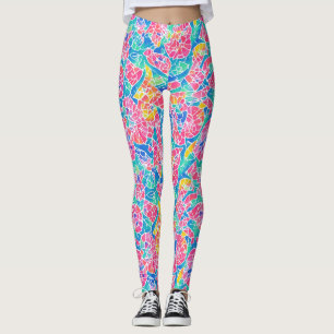 Artsy Geometric Rainbow Waterverf Mosaic Pattern Leggings