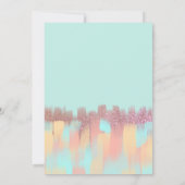 Artsy Girly Blauwgroen Roze Glitter Brushstroke Sw Kaart (Achterkant)