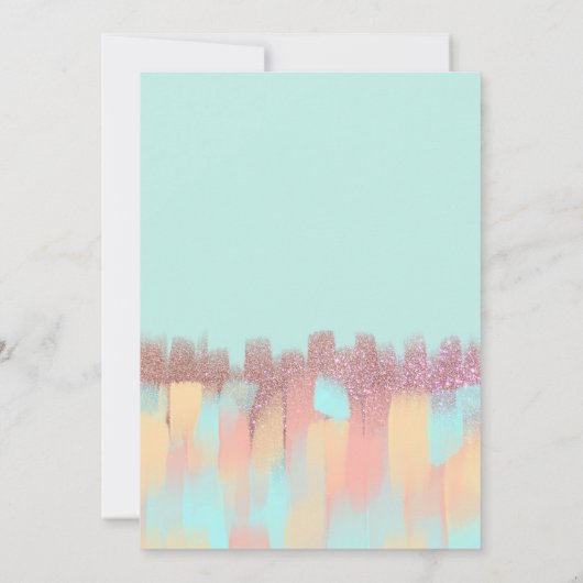 Artsy Girly Blauwgroen Roze Glitter Brushstroke Sw Kaart (Achterkant)