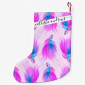 Artsy Girly Neon Pink Blue Painted Betta Fish Kleine Kerstsok (Achterkant)