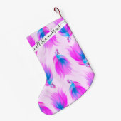 Artsy Girly Neon Pink Blue Painted Betta Fish Kleine Kerstsok (Achterkant (Hangend))