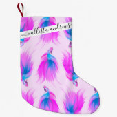 Artsy Girly Neon Pink Blue Painted Betta Fish Kleine Kerstsok (Voorkant)