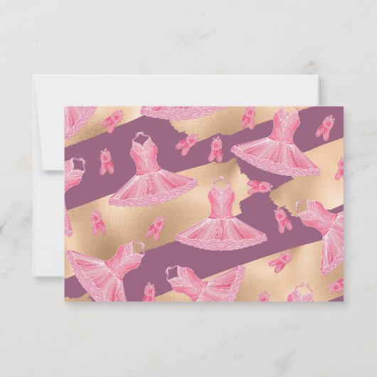 Artsy Girly Pink Gold Paars Ballerina Dress Shoes Save The Date (Achterkant)