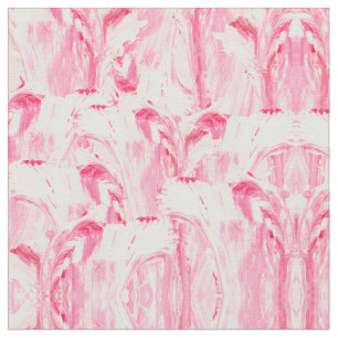 Artsy Girly Roze Koraal Abstracte Bloemen Schilder Stof