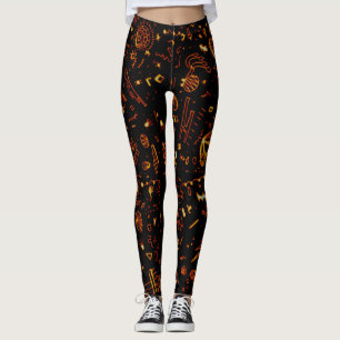 Artsy Gold Black Leggings