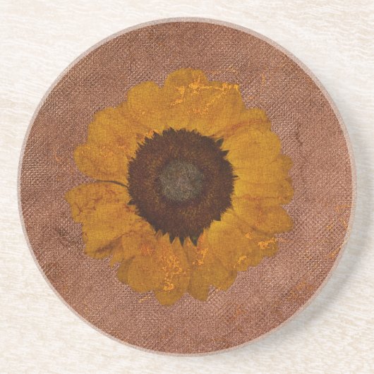 Artsy Golden Bronze Sunflower Zandsteen Onderzetter (Voorkant)