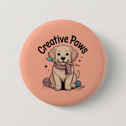 Artsy Golden Retriever Hobbyist Dog Artist Vibes Ronde Button 5,7 Cm (Voorkant)
