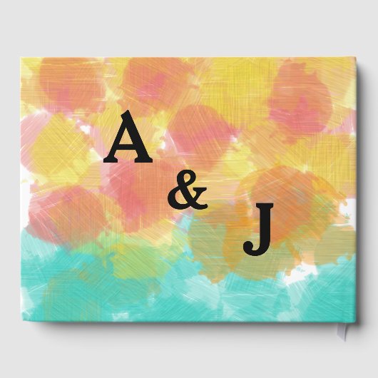 Artsy Gouache Bruiloft Monogram Gastenboek (Achterkant)