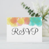 Artsy Gouache Pink Yellow Blue Waterverf RSVP (Staand voorkant)