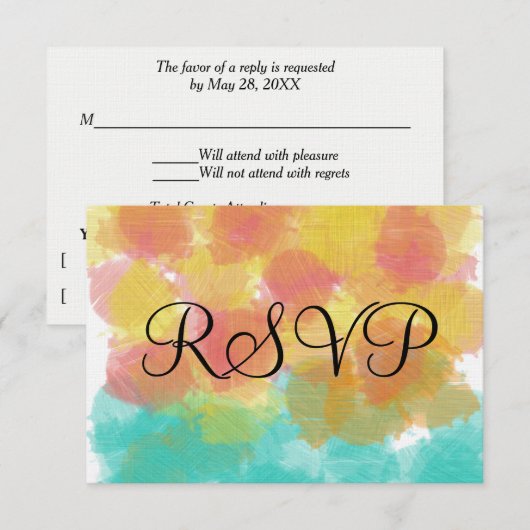 Artsy Gouache RSVP Waterverf Kaartje (Voorkant / Achterkant)