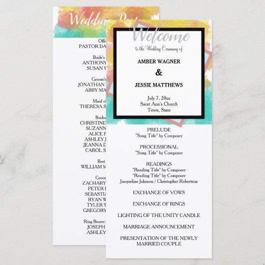 Artsy Gouache Watercolors Geometric  Program Programmakaart (Voorkant / Achterkant)