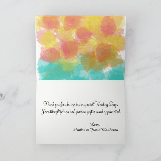 Artsy Gouache Waterverf Wedding Bedankkaart (Binnen)